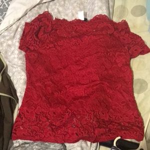Red Lace Floral Top